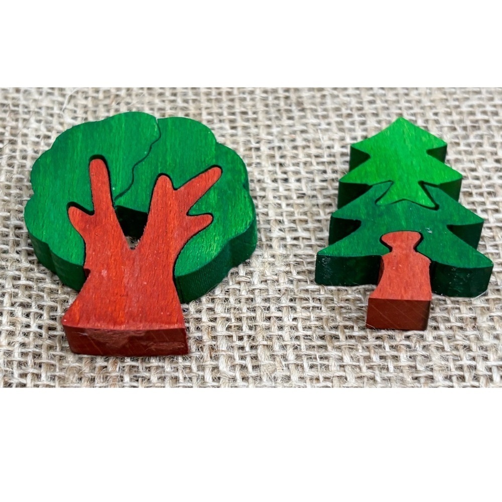 Miniature Tree Puzzle Figure Pieces Hand Painted Crafts Nature Botanical - Picture 3 of 5